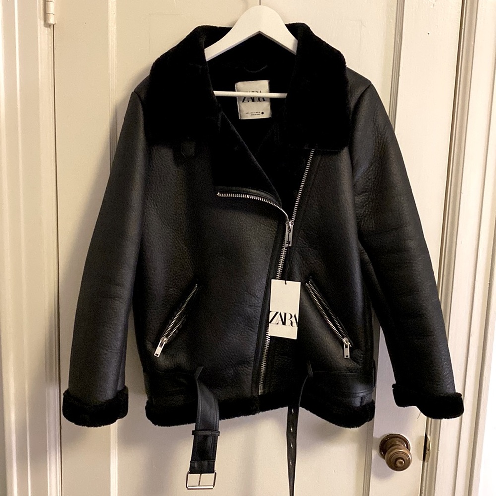 Zara NWT Double Faced Biker Jacket